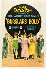 "BURGLARS BOLD" HAL ROACH & VANITY FAIR GIRLS LINEN-MOUNTED ONE SHEET MOVIE POSTER.