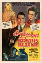 "CONFESSIONS OF BOSTON BLACKIE" LINEN-MOUNTED ONE SHEET MOVIE POSTER.