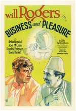 "BUSINESS AND PLEASURE" WILL ROGERS LINEN-MOUNTED ONE SHEET MOVIE POSTER.