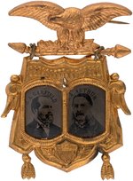 GARFIELD & ARTHUR ORNATE FERROTYPE JUGATE BADGE.