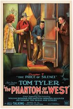 "THE PHANTOM OF THE WEST" TOM TYLER LINEN-MOUNTED ONE SHEET MOVIE POSTER.