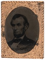 LINCOLN BEARDED PORTRAIT TINTYPE IN BRASS FRAME.