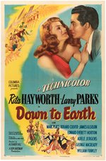 "DOWN TO EARTH" RITA HAYWORTH ONE SHEET MOVIE POSTER.