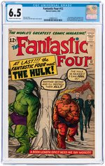 "FANTASTIC FOUR" #12 MARCH 1963 CGC 6.5 FINE+ (FANTASTIC FOUR VS. INCREDIBLE HULK).