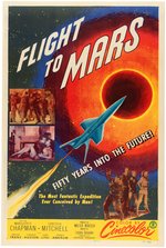 "FLIGHT TO MARS" LINEN-MOUNTED ONE SHEET MOVIE POSTER.