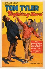 "FIGHTING HERO" TOM TYLER LINEN-MOUNTED ONE-SHEET MOVIE POSTER.