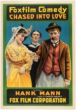 "CHASED INTO LOVE" LINEN-MOUNTED ONE SHEET MOVIE POSTER.