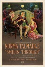 "SMILIN' THROUGH" NORMA TALMADGE LINEN-MOUNTED ONE SHEET MOVIE POSTER.