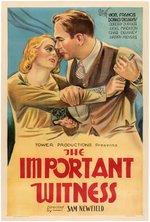 "THE IMPORTANT WITNESS" LINEN-MOUNTED ONE SHEET MOVIE POSTER.