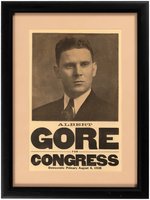 AL GORE SR. SCARCE TENNESSEE CONGRESSIONAL POSTER FROM HIS FIRST CAMPAIGN.