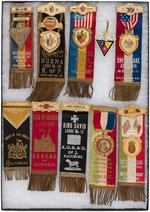 12 OUTSTANDING DESIGN AND CONDITION FRATERNAL SOCIETY RIBBON BADGES.