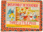 "THREE LITTLE PIGS" MEDIUM SIZE BOXED BISQUE SET & MATCHING SIZE BIG BAD WOLF BISQUE.