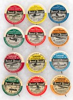 BOND BREAD C. 1931 FAMOUS PLANES AND PILOTS COMPLETE SET OF 12 BUTTONS.