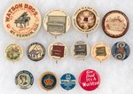 PIANOS, ORGANS AND WURLITZER COLLECTION OF 14 EARLY ADVERTISING BUTTONS.