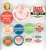 BREAD ADVERTISING BUTTONS  COLLECTION OF 12 MOSTLY  1907-1930s.