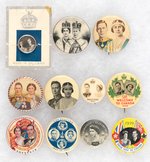 ENGLISH ROYALTY BUTTONS: KING GEORGE VI (9) 1937-1939 PLUS QUEEN ELIZABETH II 1953 & 1959.