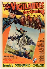 "THE VIGILANTES ARE COMING" LINEN-MOUNTED ONE SHEET MOVIE SERIAL POSTER.