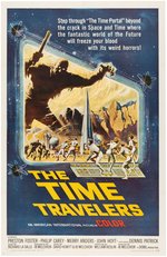 "THE TIME TRAVELERS" LINEN-MOUNTED ONE SHEET MOVIE POSTER.