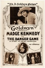 "THE DANGER GAME" LINEN-MOUNTED ONE SHEET MOVIE POSTER.