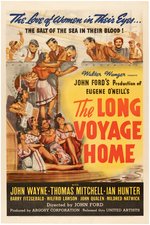 "THE LONG VOYAGE HOME" JOHN WAYNE LINEN-MOUNTED ONE SHEET MOVIE POSTER.