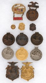 SHIP BUILDING WWI 13 BADGES INCLUDING SEVEN WITH SERIAL NUMBERS