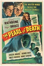 SHERLOCK HOLMES "THE PEARL OF DEATH" LINEN-MOUNTED ONE SHEET MOVIE POSTER.