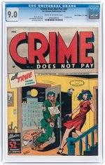 "CRIME DOES NOT PAY" #43 JANUARY 1946 CGC 9.0 VF/NM DAVIS CRIPPEN ("D" COPY) PEDIGREE.