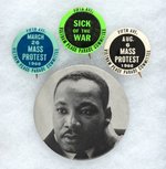 FOUR "FIFTH AVE. VIETNAM PEACE PARADE COMMITTEE" BUTTONS INCLUDING MARTIN LUTHER KING.