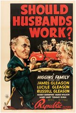 "SHOULD HUSBANDS WORK?" LINEN-MOUNTED ONE SHEET MOVIE POSTER.