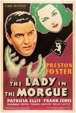 "THE LADY IN THE MORGUE" LINEN-MOUNTED ONE SHEET MOVIE POSTER.