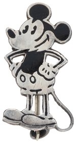 MICKEY RARE SMALL SIZE STERLING SILVER & ENAMEL PIN BY LONDON SILVERSMITH CHARLES HORNER.