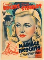 "VIVACIOUS LADY" GINGER ROGERS & JAMES STEWART LINEN-MOUNTED FRENCH AFFICHE MOVIE POSTER.