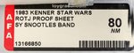 "STAR WARS: RETURN OF THE JEDI - SY SNOODLES AND THE REBO BAND" PROOF SHEET AFA 80 NM.