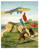 LOUIE BLERIOT CROSSING THE ENGLISH CHANNEL FLIGHT OIL PAINTING.