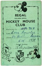 "REGAL MICKEY MOUSE CLUB" ENGLISH MOVIE THEATER CLUB MEMBERSHIP CARD.