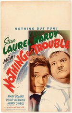 "NOTHING BUT TROUBLE" LAUREL & HARDY WINDOW CARD.