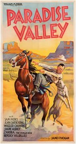 "PARADISE VALLEY" LINEN-MOUNTED THREE-SHEET MOVIE POSTER.
