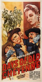 "DAYS OF OLD CHEYENNE" LINEN-MOUNTED THREE SHEET MOVIE POSTER.