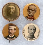 BOER WAR LEADER PAUL KRUGER AS A PIRATE AMAZING BUTTON PLUS THREE CANADIAN/BRITISH OPPONENTS.