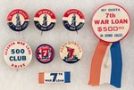 SEVENTH WAR LOAN MAY 14-JUNE 30 1945 GROUP OF EIGHT SCARCE BADGES.