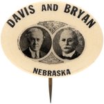 RARE "DAVIS AND BRYAN NEBRASKA" HIGH GRADE 1924 OVAL JUGATE BUTTON.