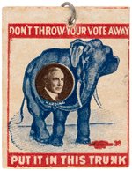 RARE HARDING "DON'T THROW YOUR VOTE AWAY PUT IT IN HIS TRUNK" CARDBOARD PIN.