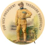 SUPERB "FOR VICE-PRESIDENT THEODORE ROOSEVELT" STANDING PORTRAIT BUTTON.