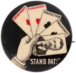 ROOSEVELT HAND OF CARDS "STAND PAT" BUTTON HAKE #95.