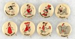 DONALD DUCK PEANUT BUTTON 8 OF 10 BUTTONS FROM EARLY 1950s SET.