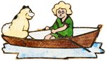 LITTLE ORPHAN ANNIE IN ROW BOAT WITH SANDY SUPERB EARLY 1930s ENAMEL PIN.
