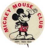 MICKEY MOUSE RARE DESIGN VARIETY OF EARLY 1930s MOVIE CLUB MEMBER'S BUTTON.