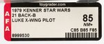 "STAR WARS - LUKE SKYWALKER (X-WING FIGHTER PILOT)" 21 BACK-B AFA 85 NM+.