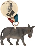 "FOR PRESIDENT AL SMITH" REAL PHOTO BUTTON WITH LARGE DONKEY HANGER.