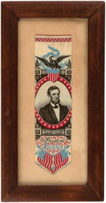 LINCOLN 1865 INAUGURAL WOVEN SILK PORTRAIT RIBBON.